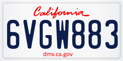 CA license plate 6VGW883