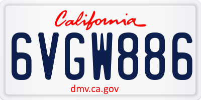 CA license plate 6VGW886