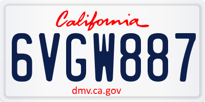 CA license plate 6VGW887