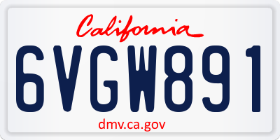 CA license plate 6VGW891