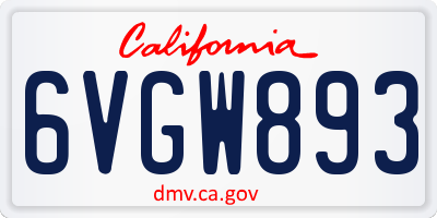 CA license plate 6VGW893