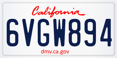 CA license plate 6VGW894