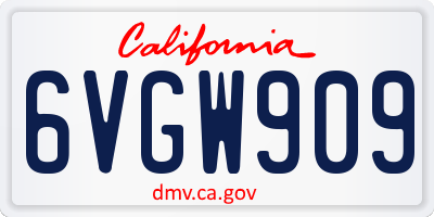CA license plate 6VGW909