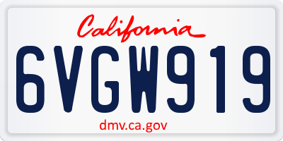 CA license plate 6VGW919