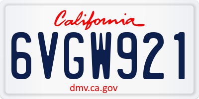 CA license plate 6VGW921