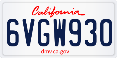 CA license plate 6VGW930