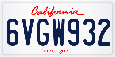 CA license plate 6VGW932