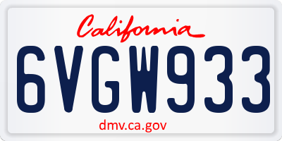 CA license plate 6VGW933