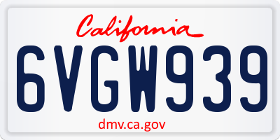 CA license plate 6VGW939