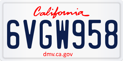 CA license plate 6VGW958