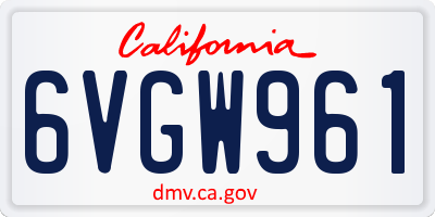 CA license plate 6VGW961
