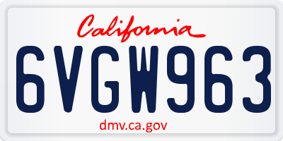 CA license plate 6VGW963