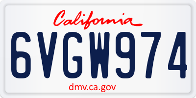 CA license plate 6VGW974