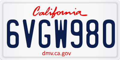 CA license plate 6VGW980