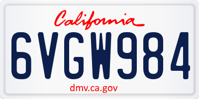 CA license plate 6VGW984