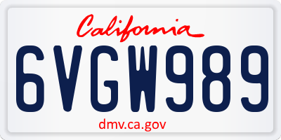 CA license plate 6VGW989