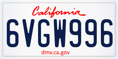 CA license plate 6VGW996