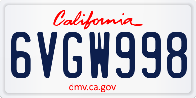 CA license plate 6VGW998