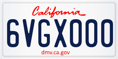 CA license plate 6VGX000