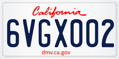 CA license plate 6VGX002