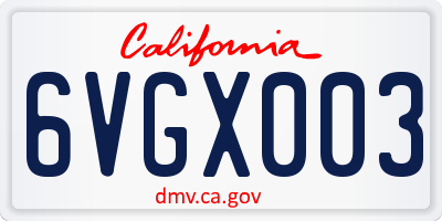 CA license plate 6VGX003