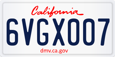 CA license plate 6VGX007