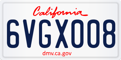 CA license plate 6VGX008