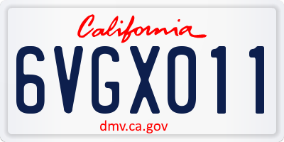 CA license plate 6VGX011