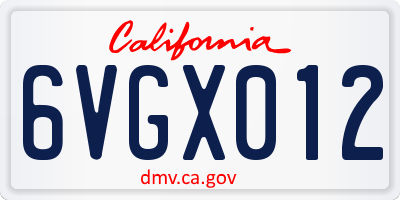 CA license plate 6VGX012