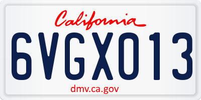 CA license plate 6VGX013