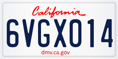 CA license plate 6VGX014