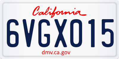 CA license plate 6VGX015