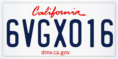 CA license plate 6VGX016
