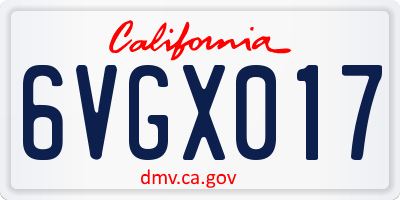 CA license plate 6VGX017