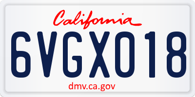 CA license plate 6VGX018