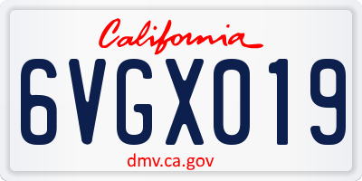 CA license plate 6VGX019