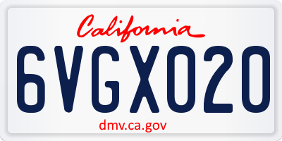 CA license plate 6VGX020