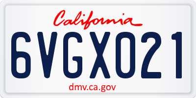 CA license plate 6VGX021