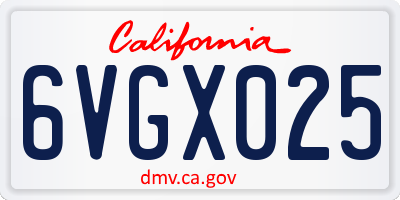 CA license plate 6VGX025