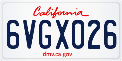 CA license plate 6VGX026