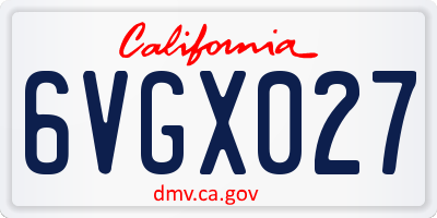 CA license plate 6VGX027