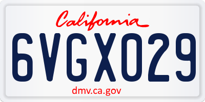 CA license plate 6VGX029