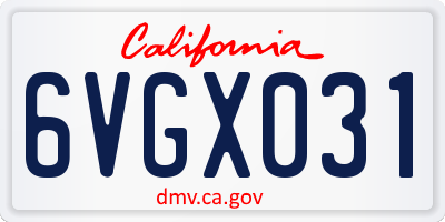 CA license plate 6VGX031