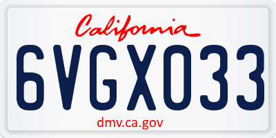 CA license plate 6VGX033
