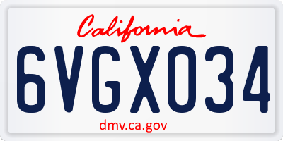 CA license plate 6VGX034