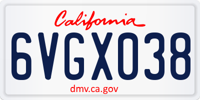 CA license plate 6VGX038