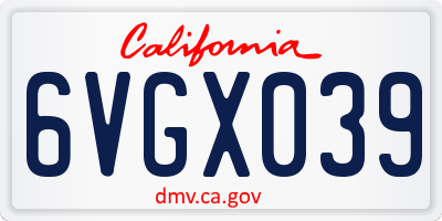 CA license plate 6VGX039