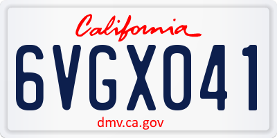 CA license plate 6VGX041