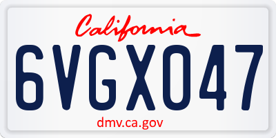 CA license plate 6VGX047