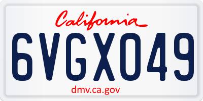 CA license plate 6VGX049